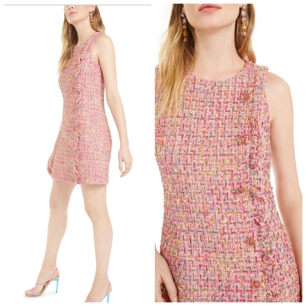 NWT BETSEY JOHNSON Rhinestone-Ruffle Tweed Dress - Picture 9 of 11